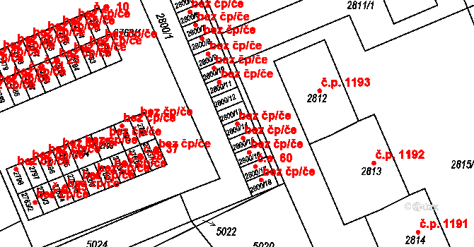 Slavkov u Brna 42249171 na parcele st. 2800/14 v KÚ Slavkov u Brna, Katastrální mapa