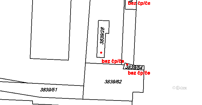 Kladno 42909171 na parcele st. 3839/28 v KÚ Kročehlavy, Katastrální mapa