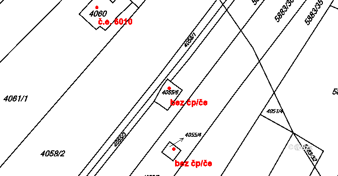 Znojmo 42950171 na parcele st. 4055/6 v KÚ Znojmo-město, Katastrální mapa