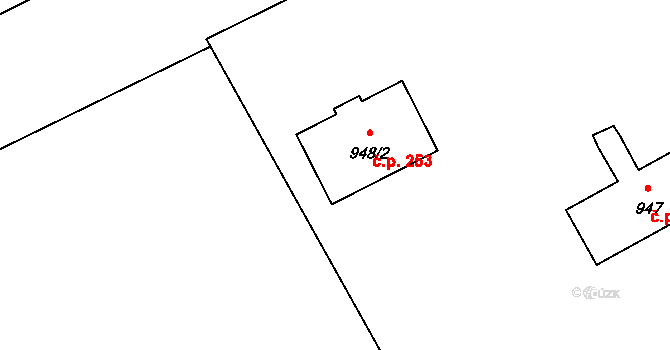 Oldřišov 253 na parcele st. 948/2 v KÚ Oldřišov, Katastrální mapa