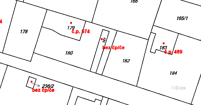 Ostrava 43896171 na parcele st. 181 v KÚ Kunčice nad Ostravicí, Katastrální mapa