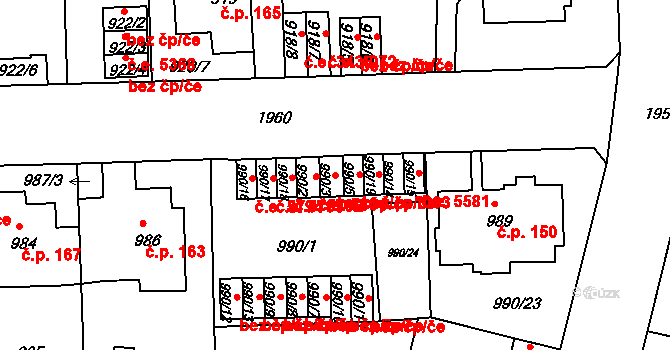 Ústí nad Labem 44761171 na parcele st. 990/3 v KÚ Klíše, Katastrální mapa