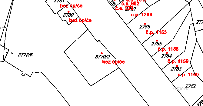 Chomutov 45021171 na parcele st. 3779/2 v KÚ Chomutov I, Katastrální mapa