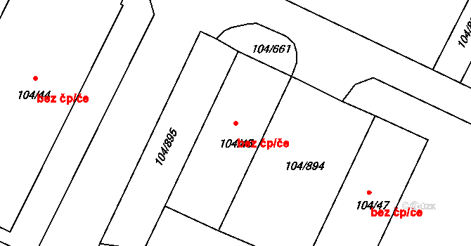 Kadaň 45067171 na parcele st. 104/45 v KÚ Tušimice, Katastrální mapa