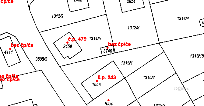 Klatovy 45186171 na parcele st. 3746 v KÚ Klatovy, Katastrální mapa