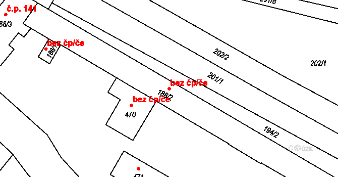 Lázně Toušeň 46161171 na parcele st. 188/2 v KÚ Lázně Toušeň, Katastrální mapa