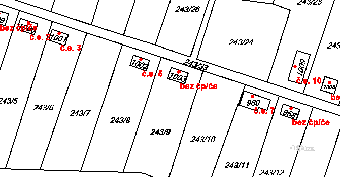 Konská 4, Třinec na parcele st. 1003 v KÚ Konská, Katastrální mapa