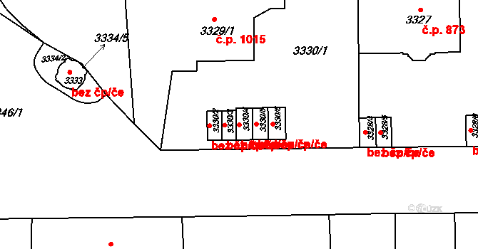 Praha 49329171 na parcele st. 3330/4 v KÚ Smíchov, Katastrální mapa