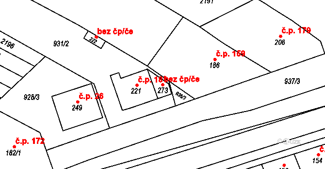 Koryčany 49552171 na parcele st. 273 v KÚ Jestřabice, Katastrální mapa