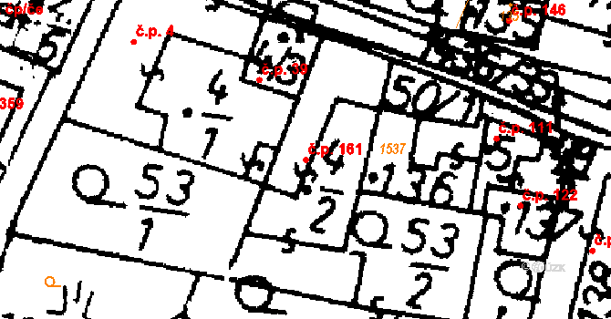 Bernartice 161 na parcele st. 4/2 v KÚ Bernartice u Milevska, Katastrální mapa
