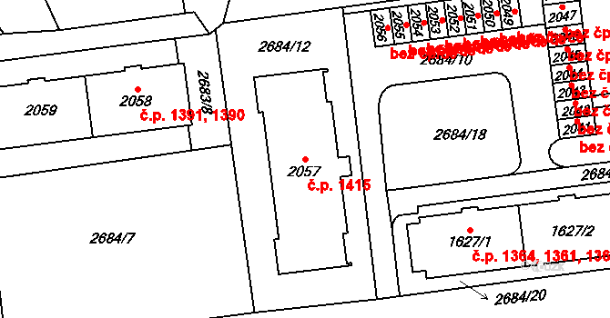 Choceň 1415 na parcele st. 2057 v KÚ Choceň, Katastrální mapa