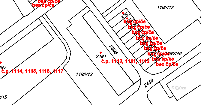 Beroun-Město 1111,1112,1113, Beroun na parcele st. 2491 v KÚ Beroun, Katastrální mapa