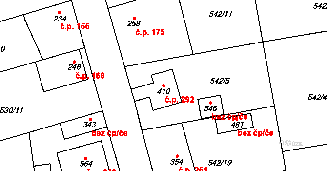 Dolní Beřkovice 292 na parcele st. 410 v KÚ Dolní Beřkovice, Katastrální mapa