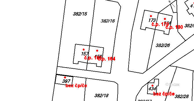 Mlékojedy 164, Neratovice na parcele st. 158 v KÚ Mlékojedy u Neratovic, Katastrální mapa