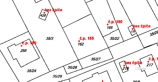Tachlovice 155 na parcele st. 162 v KÚ Tachlovice, Katastrální mapa