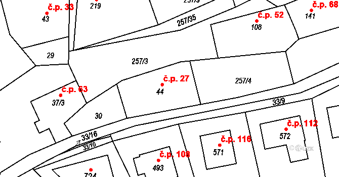Černolice 27 na parcele st. 44 v KÚ Černolice, Katastrální mapa