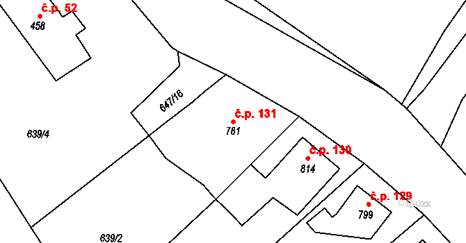 Olivětín 131, Broumov na parcele st. 781 v KÚ Broumov, Katastrální mapa