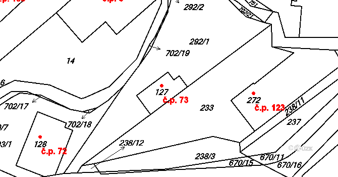 Teplice nad Metují 73 na parcele st. 127 v KÚ Teplice nad Metují, Katastrální mapa