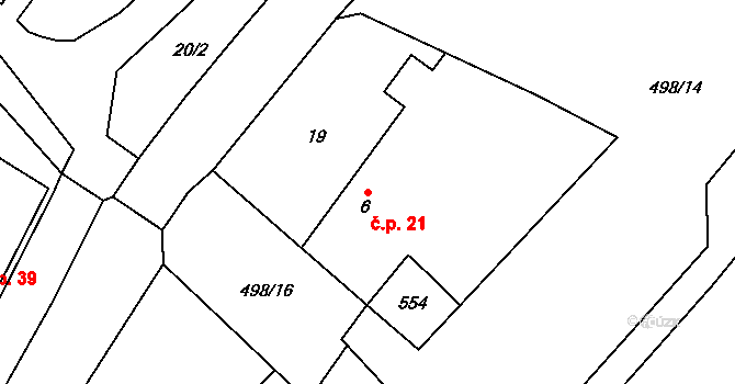 Dražkov 21, Sezemice na parcele st. 6 v KÚ Dražkov nad Labem, Katastrální mapa