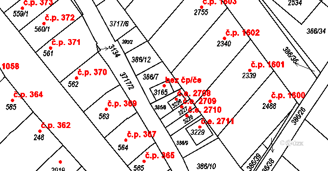 Veselí nad Moravou 78921171 na parcele st. 3165 v KÚ Veselí-Předměstí, Katastrální mapa