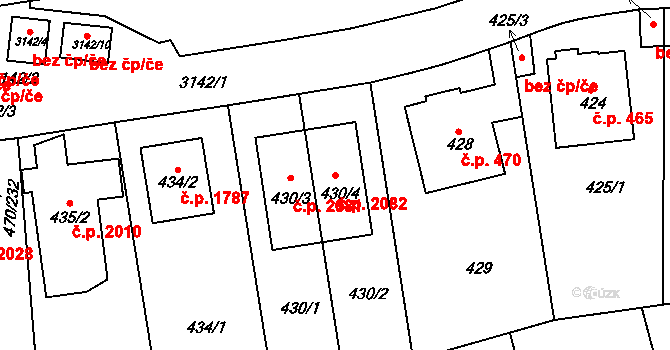 Krč 2082, Praha na parcele st. 430/4 v KÚ Krč, Katastrální mapa