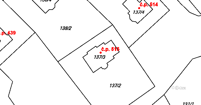 Hodslavice 515 na parcele st. 137/3 v KÚ Hodslavice, Katastrální mapa