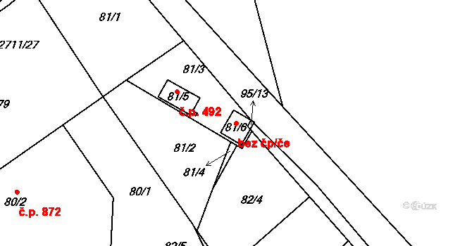 Bučovice 83129171 na parcele st. 81/6 v KÚ Bučovice, Katastrální mapa