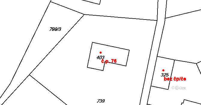 Pěnčín 76 na parcele st. 403 v KÚ Huť, Katastrální mapa