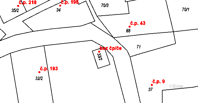 Mrač 88247171 na parcele st. 33/2 v KÚ Mrač, Katastrální mapa