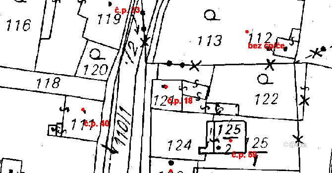 Horní Sekyřany 18, Heřmanova Huť na parcele st. 121 v KÚ Horní Sekyřany, Katastrální mapa