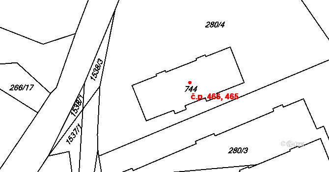 Nepomuk 465,466 na parcele st. 744 v KÚ Nepomuk, Katastrální mapa