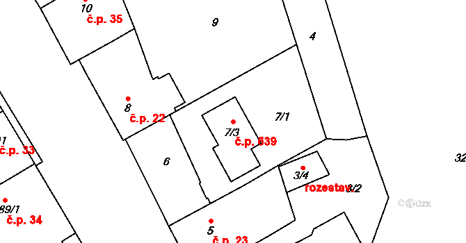 Dolní Měcholupy 639, Praha na parcele st. 7/3 v KÚ Dolní Měcholupy, Katastrální mapa