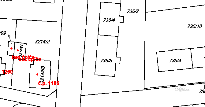 Chotěboř 969,970,971 na parcele st. 736/5 v KÚ Chotěboř, Katastrální mapa