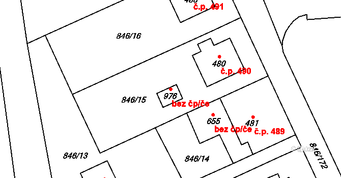 Lysice 95957171 na parcele st. 976 v KÚ Lysice, Katastrální mapa