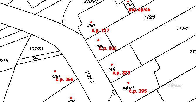 Brumovice 268 na parcele st. 495 v KÚ Brumovice, Katastrální mapa