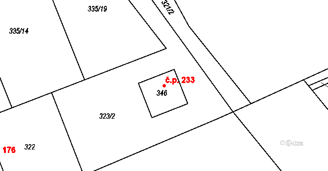 Karpentná 233, Třinec na parcele st. 346 v KÚ Karpentná, Katastrální mapa