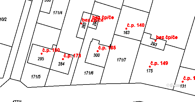 Žopy 185, Holešov na parcele st. 300 v KÚ Žopy, Katastrální mapa