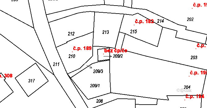 Chřibská 105947172 na parcele st. 209/2 v KÚ Chřibská, Katastrální mapa