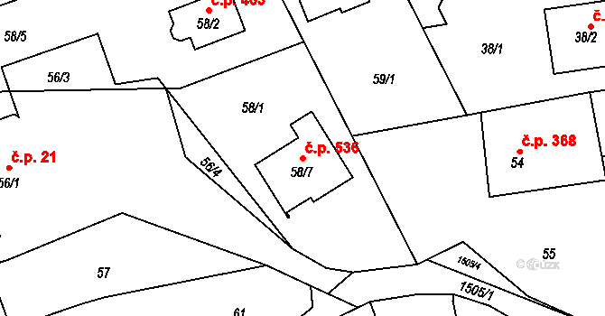 Záblatí 536, Bohumín na parcele st. 58/7 v KÚ Záblatí u Bohumína, Katastrální mapa