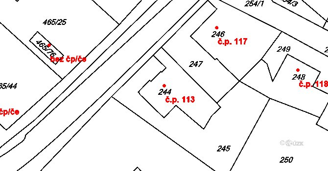Kolová 113 na parcele st. 244 v KÚ Kolová, Katastrální mapa