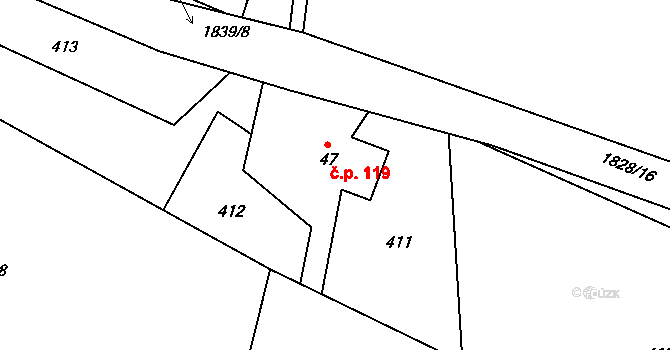 Konská 119, Třinec na parcele st. 47 v KÚ Konská, Katastrální mapa