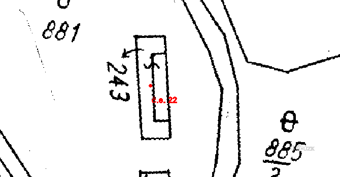Markvartice 22, Jablonné v Podještědí na parcele st. 243 v KÚ Markvartice v Podještědí, Katastrální mapa