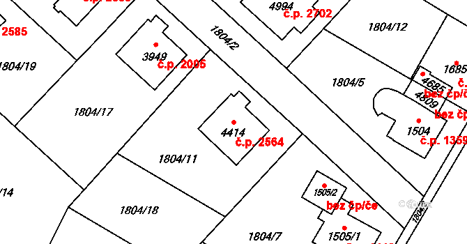 Šumperk 2564 na parcele st. 4414 v KÚ Šumperk, Katastrální mapa