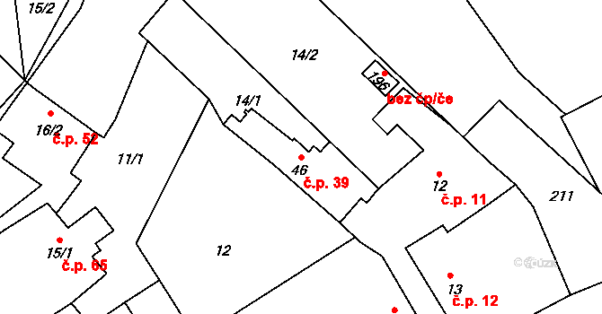 Cerhýnky 39, Cerhenice na parcele st. 46 v KÚ Cerhýnky, Katastrální mapa