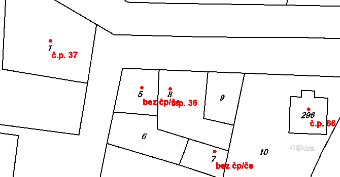 Sedlice 36, Praskačka na parcele st. 8 v KÚ Sedlice u Hradce Králové, Katastrální mapa