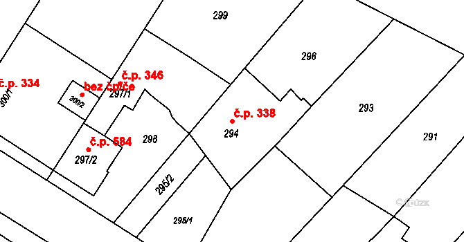 Horka nad Moravou 338 na parcele st. 294 v KÚ Horka nad Moravou, Katastrální mapa
