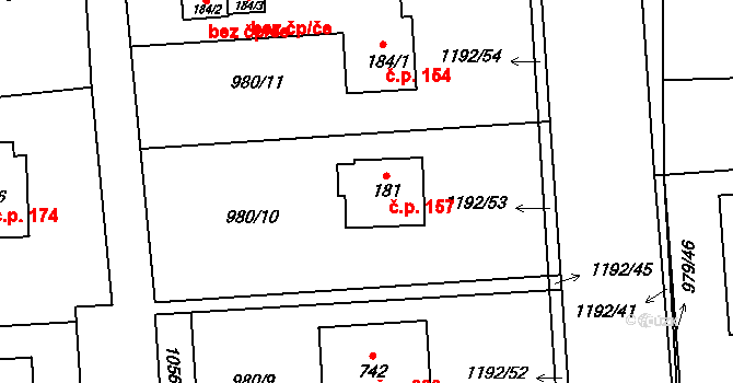 Želivec 157, Sulice na parcele st. 181 v KÚ Sulice, Katastrální mapa