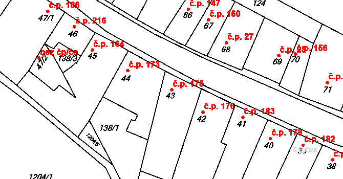 Třebenice 175 na parcele st. 43 v KÚ Třebenice, Katastrální mapa