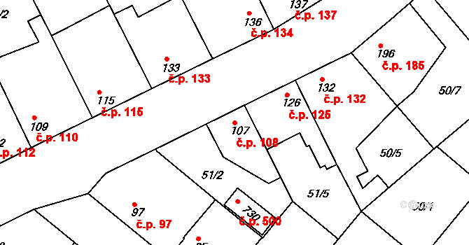 Litol 108, Lysá nad Labem na parcele st. 107 v KÚ Litol, Katastrální mapa