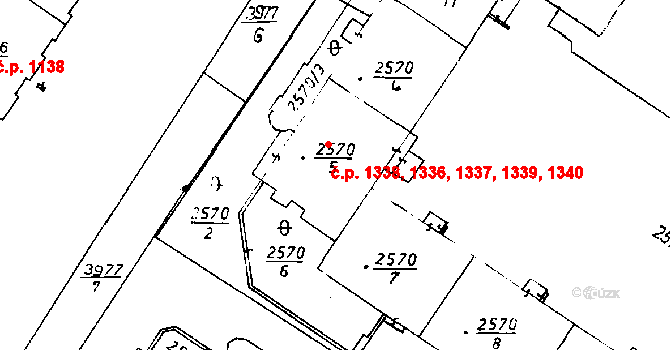 Poděbrady III 1336,1337,1338,1339,, Poděbrady na parcele st. 2570/5 v KÚ Poděbrady, Katastrální mapa